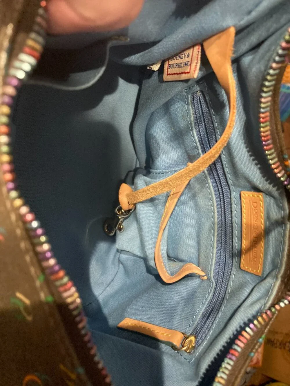 Vintage Y2K Dooney & Bourke Black Rainbow Monogram DB Logo Hobo Shoulder Bag
